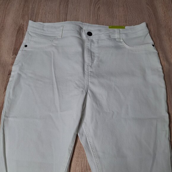 Cropped White Capris George Size 14 Jean Style Zippered Slim Fit Stretchy - Picture 5 of 14